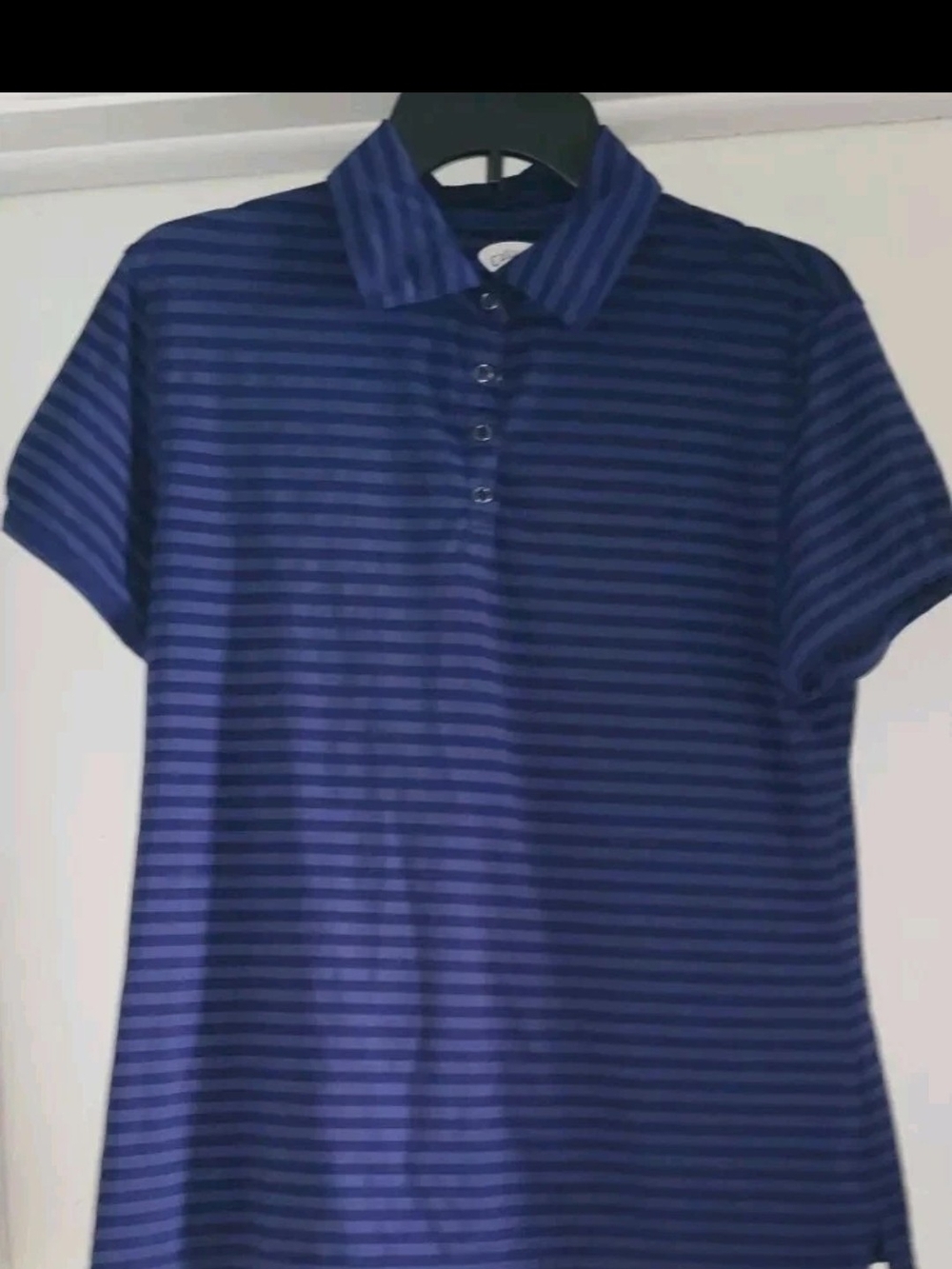 Mens Collared Calloway Blue Striped Golf Shirt 4 Snaps